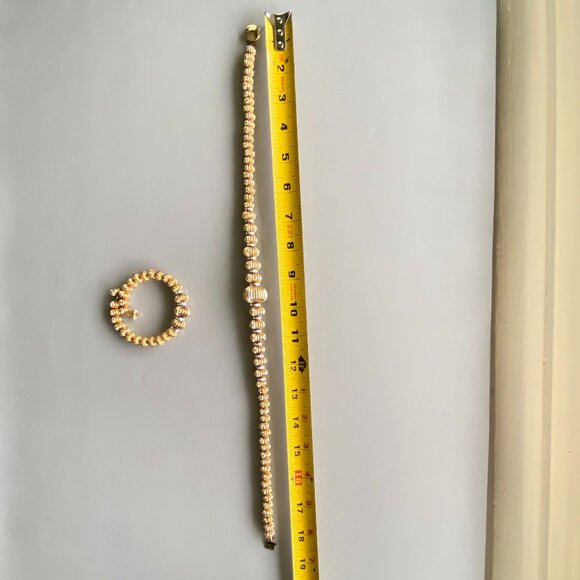 VTG Gold Tone Ribbed Ball Necklace & Bracelet - Picture 14 of 15